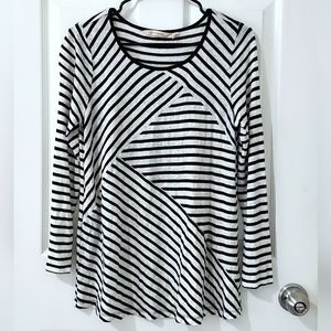 Soft Surroundings Linen Blend Stripe Long Sleeve Tunic
